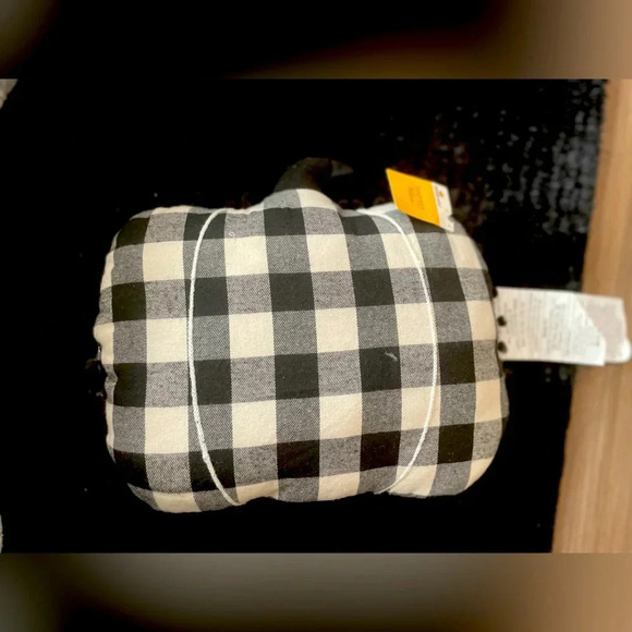 Celebrate It Other - Harvest time black plaid pumpkin shape pillow-NWT